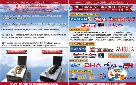 Basında Biz, Antalya, Kabir, Mermer, Granit, Traverten, Mezar Modelleri, Fiyatları, Taşları, Yapım, Hizmetleri