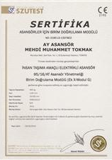 Asansörler İçin Birim Doğrulama Modülü Sertifikası